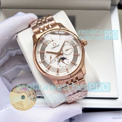 AAA clone Omega De Ville rose gold men's automatic moon phase watch 